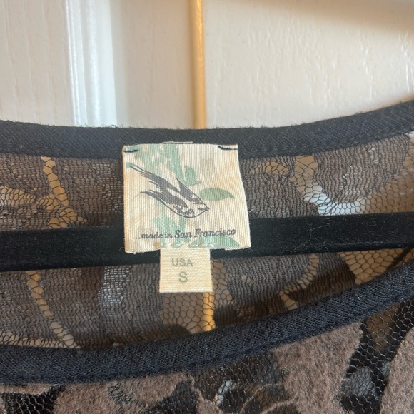 Anthropologie Brown Lace with Black Slip Mini Dress Size Small Weston Wear - Picture 3 of 8